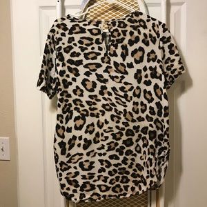 Cheetah print short sleeve blouse